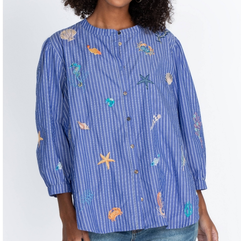 Johnny Was Portia Puff sleeves button too. Size M